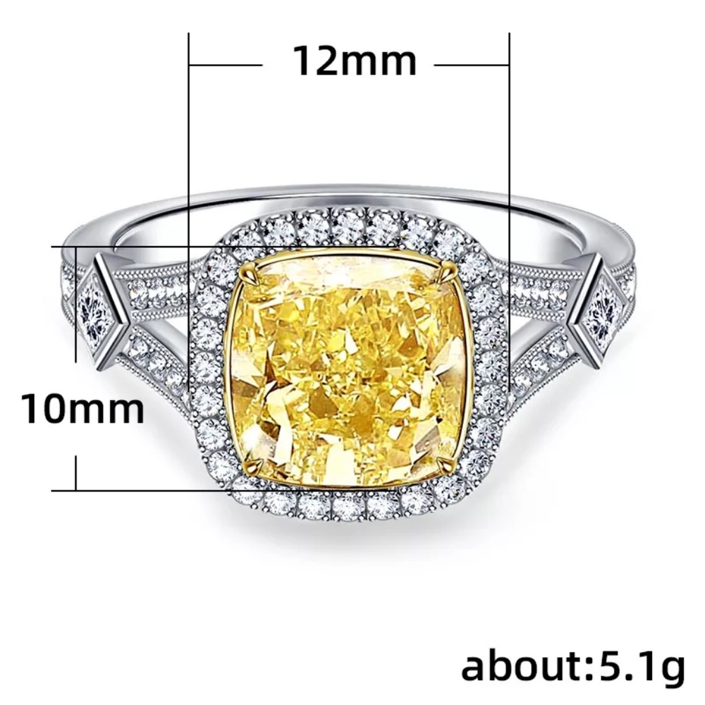 Luxury Designer Yellow Square Cut Diamond Ring - Picture 6 of 6